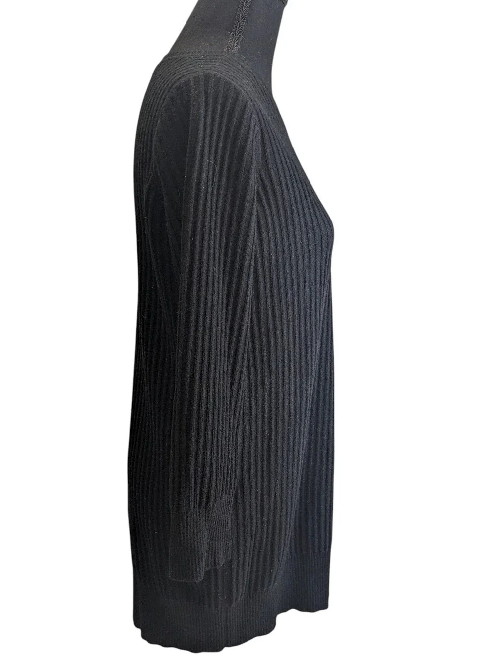 Club Monaco Women's Black Ribbed Knit Mini Dress Wool Blend Size 8 - Picture 2 of 10